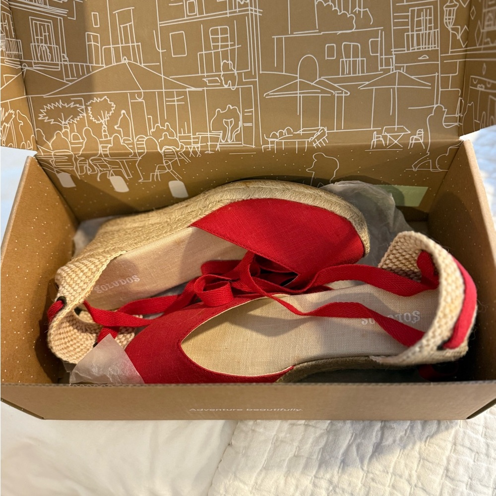 Soludos Red Platform Espadrille Wedge Sandals